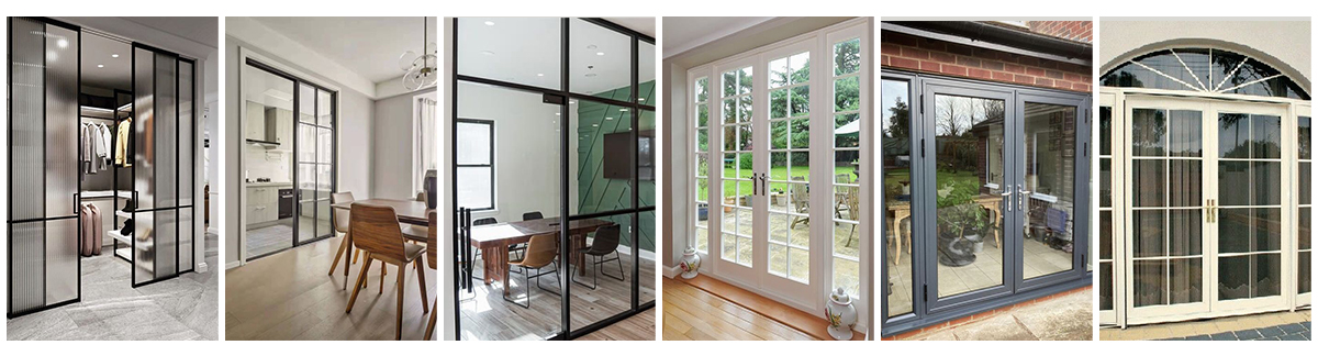 aluminium glass door profile application