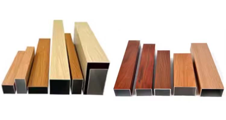 wood grain aluminum rectangular tube