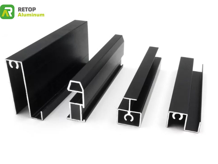 Anodized brushed black aluminium windows profile