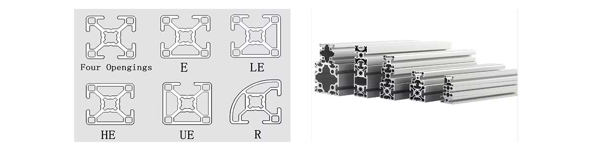 extruded aluminium t slot cross-section shapes