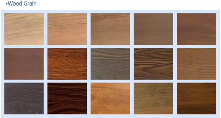 various aluminum wood grain colors